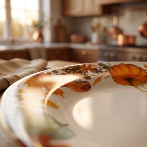 12‑Piece Autumn Dinnerware Sets, Melamine Plates & Bowls Sets of 4 - Image 5