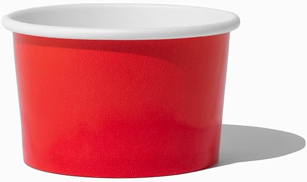UNIQ 1000-Count 4 oz Paper Ice Cream Cups Red Color | Disposable Dessert Bowls for Ice Cream, Yogurt, Gelato | Frozen Dessert Supplies