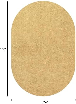 JONATHAN Y Haze Solid Low-Pile Mustard 6x9 Oval Indoor Area Rug, Coastal,Bohemian,Minimalist,Classic, Easy-Cleaning for Living Room,Bedroom,Kitchen,Pet Friendly,Non-Shedding (SEU100B-6OV) - Image 2