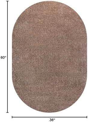JONATHAN Y Haze Solid Low-Pile Brown 3x5 Oval Indoor Area Rug, Coastal,Bohemian,Minimalist,Classic, Easy-Cleaning for Living Room,Bedroom,Kitchen,Pet Friendly,Non-Shedding (SEU100J-3OV) - Image 2