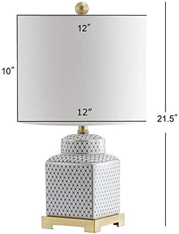 JONATHAN Y Cleo 21.5" Ceramic Metal Ginger Jar Table Lamp, White/Navy - Image 3