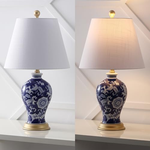 JONATHAN Y Grace 24" French Country Floral Urn Ceramic Lamp, Navy/White - Image 5