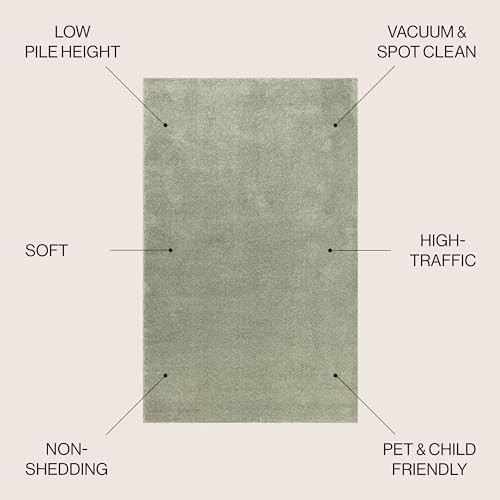 JONATHAN Y Haze Solid Low-Pile Green Indoor Area Rug 5x8, Coastal,Bohemian,Minimalist,Classic, Easy-Cleaning for Living Room,Bedroom,Kitchen,Pet Friendly,Non-Shedding (SEU100O-5) - Image 2