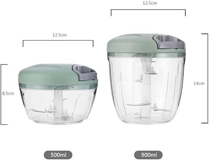 Food Chopper,Garlic Chopper with Container,Vegetable Kitchen Cutter,Pull String Hand Manual Food Processor Sharp Blades Mincer Shredder for Cutting Onions Chili Ginger Seasoning (Green, 500ml)