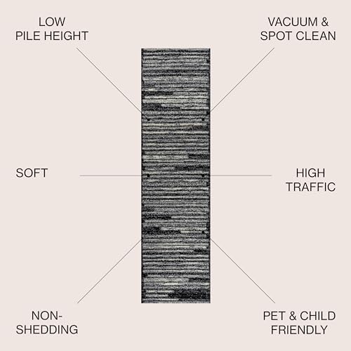 JONATHAN Y Khalil Modern Berber Stripe Black/Cream Runner Rug, 2x8, Contemporary, Bohemian, Easy-Cleaning for Living Room, Bedroom, Kitchen, Pet Friendly, Non-Shedding (MOH207F-28) - Image 3