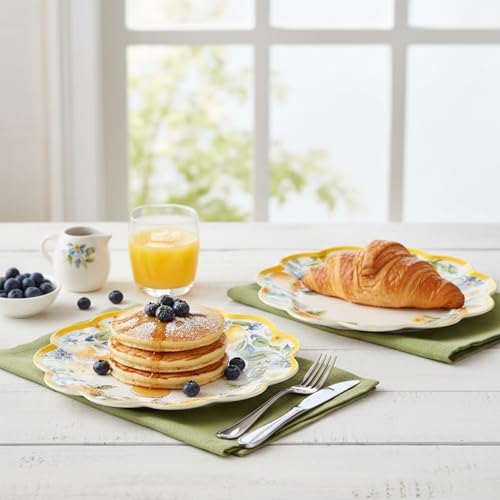 11 Inch Lemon Melamine Plates, 4-Piece Dinner Plate Set - Image 4