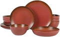 Bloomhouse - Two Time Oprah's Favorite Things Winner - Palermo Sun Double Bowl Stoneware Reactive Glaze Plates and Bowls Dinnerware Set - Paprika Red, Service for Four (16pcs) by Unknown