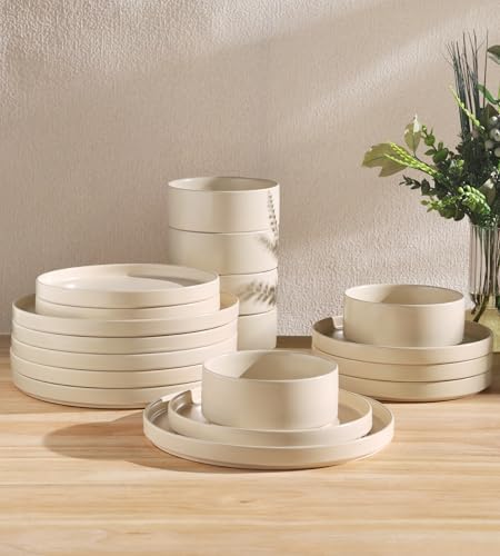 TheTerra Ceramic Dinnerware Set for 6, 18-Piece Plates and Bowls Set by TheTerra