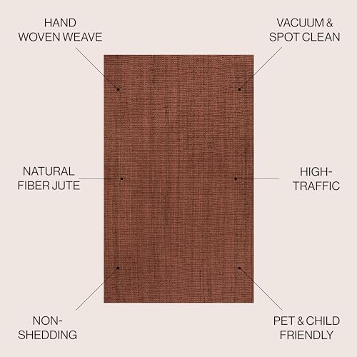 JONATHAN Y Pata Hand Woven Chunky Jute Terracotta Indoor Area Rug, 8x10, Bohemian, Rustic, Cottage, Easy-Cleaning for Living Room, Bedroom, Kitchen, Non-Shedding (NRF102F-8) - Image 2