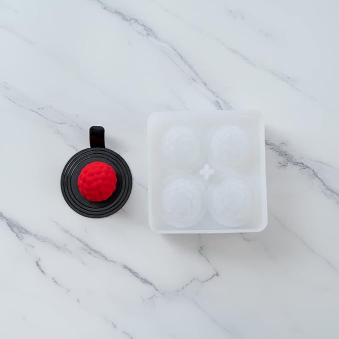 Pastry Tek 4 Cavities Fruit Silicone Mold, 1 Oven-Ready Berry Mold - Flexible, Freezable, White Silicone Lychee Berry Mold, Easy Release, For Baking - Restaurantware