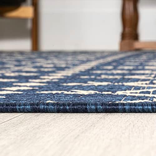 JONATHAN Y Moroccan Geometric Indoor Outdoor Square Area Rug 3X3 Navy/Beige, Ourika Textured Weave for Backyard, Patio, Porch, Easy-Cleaning, High Traffic, Pet-Friendly, Non-Shedding (SMB108K-3SQ) - Image 5