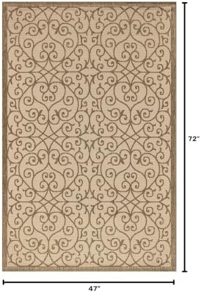 JONATHAN Y Vintage Filigree Indoor Outdoor Area Rug 4X6 Beige/Brown, Madrid Textured Weave for Backyard, Patio, Porch, Easy-Cleaning, High Traffic, Pet-Friendly, Non-Shedding (SMB107B-4) - Image 2