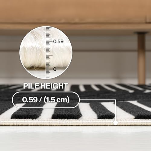 JONATHAN Y Hallie High-Low Curve Black/White 3x5 Indoor Area Rug, Minimalist Geometric, Modern, Non-Shedding, Stain Resistant for Bedroom, Living Room, Kitchen (SCN100F-3) - Image 2