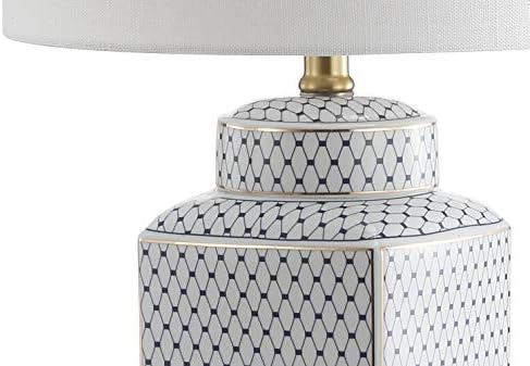 JONATHAN Y Cleo 21.5" Ceramic Metal Ginger Jar Table Lamp, White/Navy - Image 5