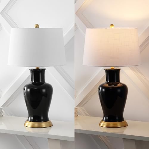 JONATHAN Y Julian Classic Ceramic Urn Metal LED Table Lamp 29", Black - Image 6