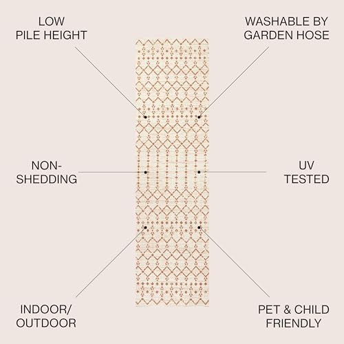 JONATHAN Y Moroccan Geometric Indoor Outdoor Runner Rug 2X8 Cream/Orange, Ourika Textured Weave for Backyard, Patio, Porch, Easy-Cleaning, High Traffic, Pet-Friendly, Non-Shedding (SMB108O-28) - Image 2