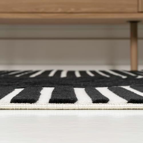 JONATHAN Y Hallie High-Low Curve Black/White 3x5 Indoor Area Rug, Minimalist Geometric, Modern, Non-Shedding, Stain Resistant for Bedroom, Living Room, Kitchen (SCN100F-3) - Image 7