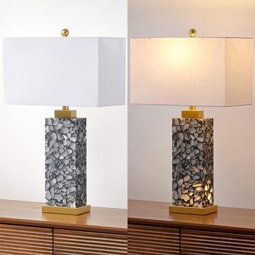 JONATHAN Y Elizabeth Alabaster Nightlight Lamp 27.5", Black/Gold Painting - Image 6