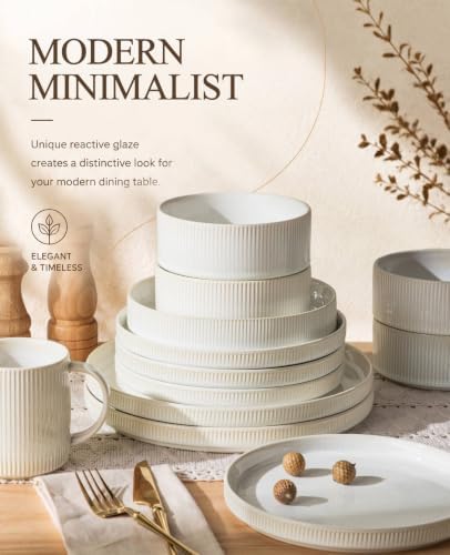 TheTerra Ceramic Dinnerware Set for 4, 16-Piece Plates and Bowls Set - Image 6