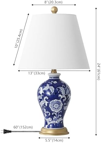 JONATHAN Y Grace 24" French Country Floral Urn Ceramic Lamp, Navy/White - Image 4