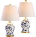 JONATHAN Y Penelope Ginger Jar 22" LED Table Lamp, Blue/White, Set of 2 by JONATHANY