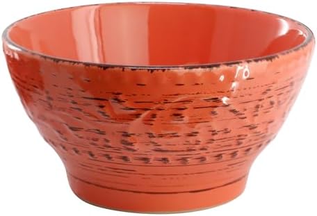 Elama Malibu Jasper 16-Piece Stoneware Embossed Pattern Reactive Glaze Orange Dinnerware Set, Tableware, Serveware Set (Jasper Orange) - Image 4