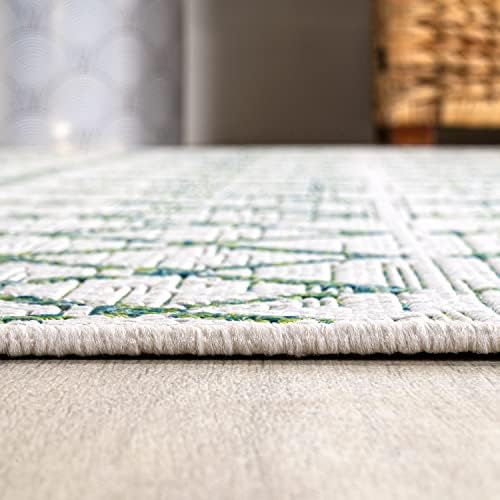 JONATHAN Y Moroccan Geometric Indoor Outdoor Area Rug 4X6 Green/Ivory, Ourika Textured Weave for Backyard, Patio, Porch, Easy-Cleaning, High Traffic, Pet-Friendly, Non-Shedding (SMB108R-4) - Image 6