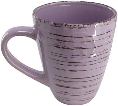 Elama Malibu Mica 16-Piece Stoneware Embossed Pattern Reactive Glaze Purple Dinnerware Set, Tableware, Serveware Set (Mica Purple) - Image 5