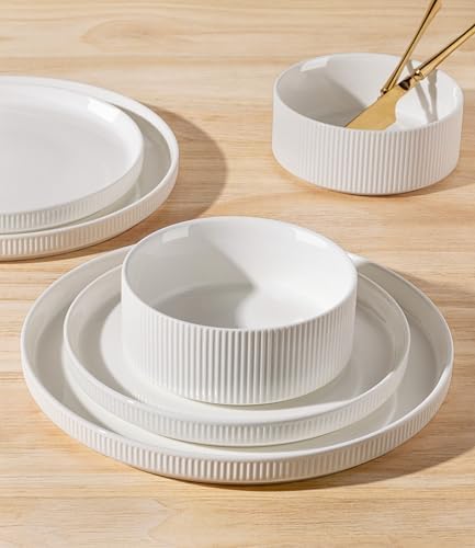 TheTerra Ceramic Dinnerware Set for 4, 18-Piece Plates and Bowls Set - Image 5