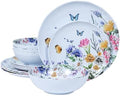 12-Piece Melamine Dinnerware Sets - Plates And Bowls Sets Floral by LECHOO