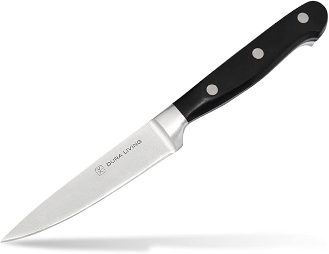 DURA LIVING 3.5 Inch Paring Knife – Essential High Carbon Stainless Steel, Razor-Sharp, Multipurpose Small Kitchen Knife, Ergonomic Handle, Perfect for Precision Tasks, Sleek Black Design