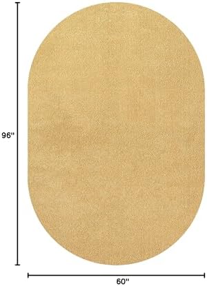 JONATHAN Y Haze Solid Low-Pile Mustard 5x8 Oval Indoor Area Rug, Coastal,Bohemian,Minimalist,Classic, Easy-Cleaning for Living Room,Bedroom,Kitchen,Pet Friendly,Non-Shedding (SEU100B-5OV) - Image 2