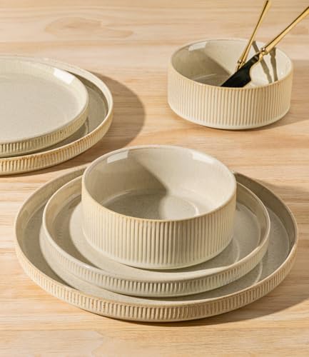 TheTerra Ceramic Dinnerware Set for 6, 18-Piece Plates and Bowls Set - Image 4