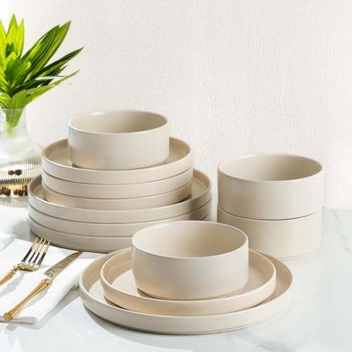 TheTerra Ceramic Dinnerware Set for 8, 24-Piece Plates and Bowls Set - Image 5