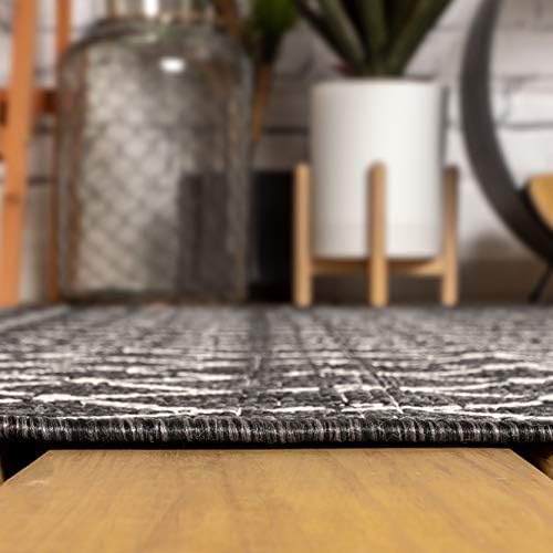 JONATHAN Y Moroccan Geometric Indoor Outdoor Square Area Rug 3X3 Black/Gray, Ourika Textured Weave for Backyard, Patio, Porch, Easy-Cleaning, High Traffic, Pet-Friendly, Non-Shedding (SMB108F-3SQ) - Image 5