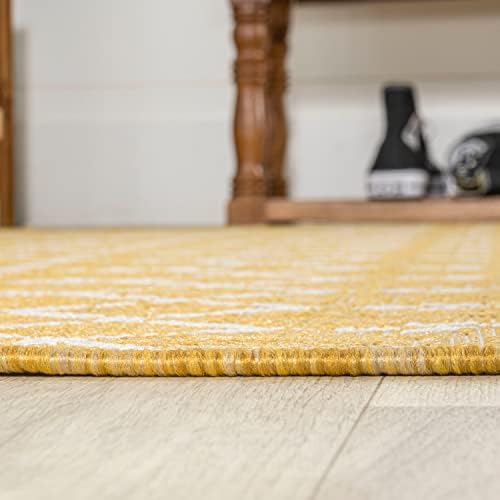 JONATHAN Y Moroccan Geometric Indoor Outdoor Runner Rug 2X10 Yellow/Cream, Ourika Textured Weave for Backyard, Patio, Porch, Easy-Cleaning, High Traffic, Pet-Friendly, Non-Shedding (SMB108G-210) - Image 4