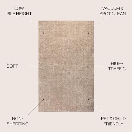 JONATHAN Y Haze Solid Low-Pile Beige Indoor Area Rug 4x6, Coastal,Bohemian,Minimalist,Classic, Easy-Cleaning for Living Room,Bedroom,Kitchen,Pet Friendly,Non-Shedding (SEU100G-4) - Image 2