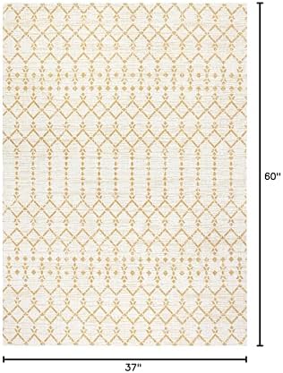 JONATHAN Y Moroccan Geometric Indoor Outdoor Area Rug 3X5 Cream/Yellow, Ourika Textured Weave for Backyard, Patio, Porch, Easy-Cleaning, High Traffic, Pet-Friendly, Non-Shedding (SMB108J-3) - Image 2