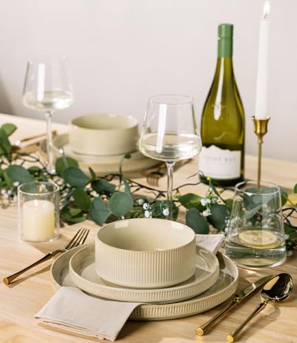TheTerra Ceramic Dinnerware Set for 8, 24-Piece Plates and Bowls Set - Image 5