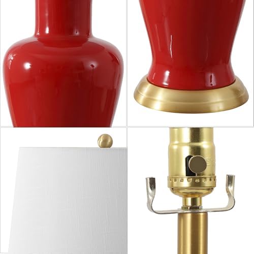 JONATHAN Y Julian Classic Ceramic Urn Metal LED Table Lamp 29", Red - Image 5