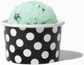 UNIQ 1000-Count 6 oz Polka Dot Paper Ice Cream Cups Black Color | Perfect for Halloween, Disposable Dessert Bowls | Frozen Dessert Supplies