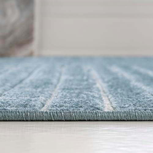 JONATHAN Y Hallie High-Low Curve Dark Blue/Cream 3x5 Indoor/Outdoor Area Rug, Minimalist Geometric, Pet Friendly, for Patio, Backyard, Living Room, Bedroom, Office, Hose-Washable (SCN100C-3) - Image 6