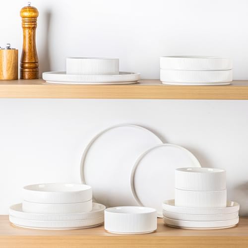 TheTerra Ceramic Dinnerware Set for 4, 18-Piece Plates and Bowls Set - Image 7
