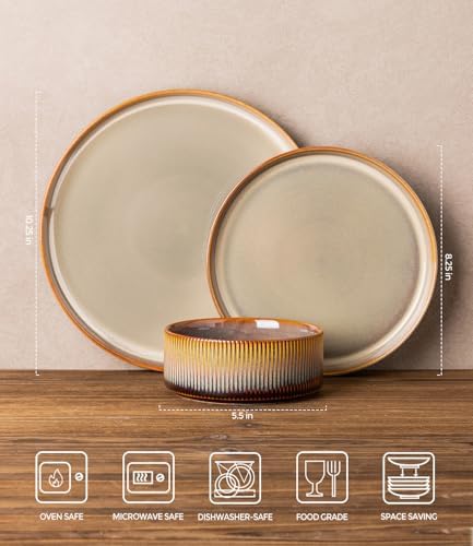 TheTerra Ceramic Dinnerware Set for 8, 24-Piece Plates and Bowls Set - Image 2