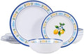 12-Piece Melamine Dinnerware Set, Unbreakable Lemon Dish Set by DoDoware