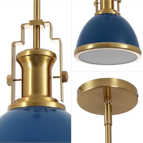 JONATHAN Y Homer Industrial Dome Pendant 10", Navy/Brass Gold - Image 6