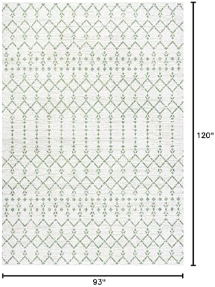 JONATHAN Y Moroccan Geometric Indoor Outdoor Area Rug 8X10 Green/Ivory, Ourika Textured Weave for Backyard, Patio, Porch, Easy-Cleaning, High Traffic, Pet-Friendly, Non-Shedding (SMB108R-8) - Image 2