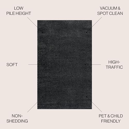 JONATHAN Y Haze Solid Low-Pile Black Indoor Area Rug 3x5, Coastal,Bohemian,Minimalist,Classic, Easy-Cleaning for Living Room,Bedroom,Kitchen,Pet Friendly,Non-Shedding (SEU100I-3) - Image 2