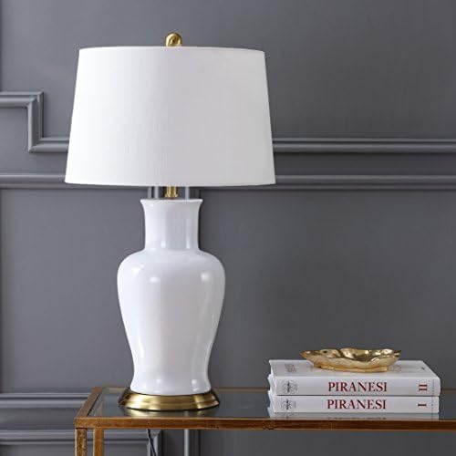 JONATHAN Y Julian Classic Ceramic Urn Metal LED Table Lamp 29", White/Gold - Image 6