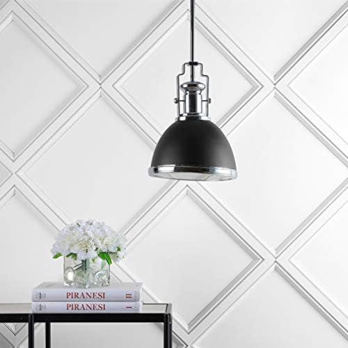 JONATHAN Y Homer Industrial Dome Pendant 10", Black/Chrome - Image 3